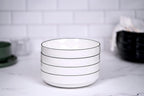 KooK Ceramic Large Pasta Bowls, Microwave and Dishwasher Safe, Great for Soups and Salads, Shallow Serving Bowls, Glossy Porcelain, 47 oz, Set of 4, French
