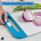 GORILLA GRIP BPA-Free Reversible Kitchen Cutting Board Set of 3, US Designed, Nonporous, Juice Grooves Catch Liquid, Slip Resistant Border, Dishwasher Safe Large Food Chopping Boards, Black Aqua Gray