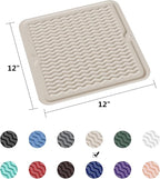 ZLR Silicone Dish Drying Mat 12" x 12" Square - Small Heat Resistant Trivet & Countertop Protector for Air Fryer, Coffee Maker - Waterproof Kitchen Drain Pad for Cups, Fruit (Cassava White)