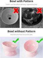 ABRUTY Cat Water Bowl, 16 OZ Ceramic Elevated Cat Bowls, 15° Tilted and Raised Pet Food Dish, Anti Vomiting Protect Pets' Spines and Whisker Fatigue