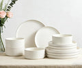 Ceramic Dinnerware Sets for 4-12 Piece Plates and Bowls Set, Microwave and Dishwasher Safe Stoneware, Ribbed Dishes and 22oz Bowls, Speckled White