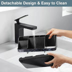 GFWARE Marble Black Toothbrush Holders for Bathrooms - Detachable 7 Slots Bathroom Organizer Countertop Matte Black Electric Toothbrush and Toothpaste Holder for Bathroom Counter Vanity Sink Storage