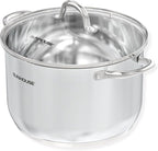 SUNHOUSE Stainless Steel Stock Pot - 12 Quart Heavy-Duty Induction Cooking Pot with Visible Lid for Pasta, Soup, Spaghetti - Nonstick Thick-Bottom Deep Stockpot for Canning, Boiling, and Simmering