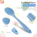 Shappy 4 Pieces Silicone Cooking Spoons 10.6 Inch Heat Resistant Kitchen Spoons for Mixing, Serving and Stirring Upgrade Large Non Stick Basting Utensils, Dishwasher Safe(Spoon,Fashionable Color)