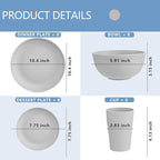Supernal 32pcs Wheat Straw Dinnerware Sets, Plates and Bowls Sets,Reusable Plastic Plates,Grey Dish Set for 8 include 16pcs Dishes, 8pcs Bowls, 8pcs Cups,Dishwasher Safe.