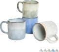 Bosmarlin Ceramic Coffee Mug Set of 4, 14 Oz, Coffee Cups with Big Handle, Microwave Safe, Unique Reactive Glaze (Multicolor, 14 Oz)