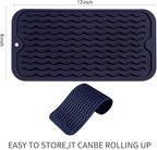 MicoYang Silicone Dish Drying Mat for Multiple Usage,Easy clean,Eco-friendly,Heat-resistant Silicone Mat for Kitchen Counter or Sink,Refrigerator or Drawer Liner Navy Blue S 12 inches x 6 inches