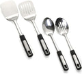 Stainless Steel Cooking Spoon Set, Heavy-Duty Thickened Cooking Utensils – Solid & Slotted Turner, Solid & Slotted Spoon, Metal Spatula Set for Kitchen