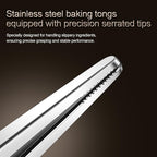 Locking Stainless Steel Kitchen Tongs, 12-inch Grill Tongs,Heat-Resistant up to 600°C, Precision Serrated Tip Design,Easily Grab and Flip Toss Steaks, Bread, Pizza, Salads, and Grilled Foods