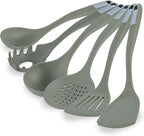 Restaurantware Silicone Utensil Set Pack of 10 Non-Slip Handle 6-Piece Kitchen Tool Set, Heat-Resistant Dishwasher-Friendly Cooking Accessories, Durable Green Cooking Utensils