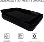 greenandlife 4 pcs 16" x 11" Large Serving Trays for Party Supplies, Plastic Platters for Serving Food, Unbreakable Reusable Trays for Snack, Fruit, Cookies, Desserts in Kitchen, BPA Free, Black