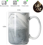 Smilatte 14 OZ Marble Coffee Mugs, M068 Novelty Marble Ceramic Cup for Home and Office, Microwave Dishwasher Safe, Set of 4, Gray