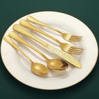 Gold Silverware Flatware Set for 8, 40 Piece Stainless Steel Cutlery Set With Titanium Golden Plated, Tableware Kitchen Utensil Include Spoons, Forks, Knives, Mirror Polished, Dishwasher Safe