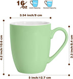 Urbanstrive 16 oz Large Coffee Mugs Set of 6 Ceramic Coffee Mug White Coffee Cups Tea Cups Idea Gift for Women Men House Warming Gifts New Home Office, Mint Green 6 Pack