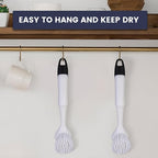 Dish Brush with Handle, Dish Scrub Brush with Built-in Scraper, Nylon Dish Scrubber, Kitchen Brushes for Dishes,Pots, Pans and Sinks 2 Pack