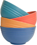 Unbreakable Wheat Straw Cereal Bowls Set of 4, 24 OZ Microwave and Dishwasher Safe Lightweight Soup and Salad Bowl Sets, Reusable Dessert Bowls for Rice, Pasta, Snack, Fruit, BPA Free (4 Colors)