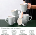DOWAN Coffee Mugs, 17 Oz Coffee Mug Set of 6, Corrugated Tea Mugs (Grey)