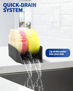 Smiley Face Sponge Holder for Scrub Daddy Kitchen Sink with Drain Spout, Sponge Holder, Large Soap Dish, Sink Caddy Organizer, Dishwasher Safe, Kitchen Accessories
