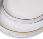 MAONAME White Serving Trays with Handles, Oval Decorative Trays for Coffee Table, Nesting Tray Set of 2, Plastic Vanity Tray for Ottoman, Living Room
