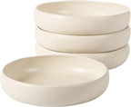 Bloomhouse - Two Time Oprah's Favorite Things Winner - Corsica Clay 4-Piece Meal and Pasta Bowl Set – Sea Salt White Stoneware for Dinner, Serving & Everyday Use