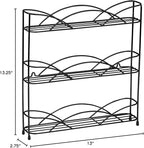 Spectrum Diversified 3-Tier Spice Rack Shelf Organizer for Kitchen Countertop, Pantry, Bathroom, or Closet with Optional Wall Mount, Black (Pack of 4)