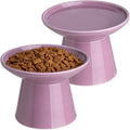 6.2 Inch Extra Wide Elevated Ceramic Cat Bowls, Food and Water Bowl Set for Elder Big Cats Small Dogs, Raised Design for Pet Easy Eating, Protect Cat's Spine Set of 2(Dark Purple)