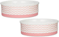 Bone Dry Ceramic Pet Collection Chevron, Large Set, 7.5x2.4, Pink, 2 Piece