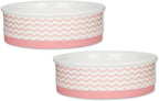 Bone Dry Ceramic Pet Collection Chevron, Large Set, 7.5x2.4, Pink, 2 Piece