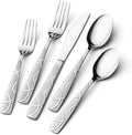 HIKAA Silverware Set, 65-piece Silverware Set with Serving Utensils Set, for Kitchen, Home, Wedding, Party, Mirror Polished and Dishwasher Safe