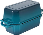 Bread Pan Cast Iron Loaf Pan with Lid Bread Loaf Pan 8.5x4.5 Inch Loaf Pan Enameled Cast Iron Sourdough Loaf Pan, DarkCyan