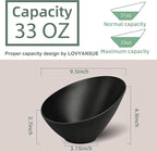 LOVYANXUE Bamboo Fiber Salad Bowls, 4 Packs Compostable 33 Ounce Elegant Black Angled Bowls for Salad, Pasta, Soup, Prep, Ideal for Home and Restaurant