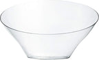 PLASTICPRO Disposable Angled Plastic Bowls Round Large Serving Bowl, Elegant for Party's, Snack, or Salad Bowl, Clear Pack of 4