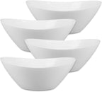 LaGlint 43 OZ Serving Bowl Set of 4, Opal Glass 9 inch Oval Serving Dishes for Salad, Side Dishes, Fruit Kitchen, Microwave & Dishwasher Safe, White