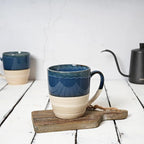 Bosmarlin Ceramic Coffee Mug Set of 4, 17 Oz, 5 Colors to Choose, Tea Cups, Dishwasher and Microwave Safe, Reactive Glaze (Deep Blue)