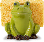 dgudgu Frog Sponge Holder for Kitchen Sink Cute Kitchen Sponge Holder Ceramic Kitchen Sink Sponge Holder Durable Sink Scrubber Holder