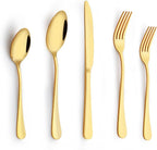 Gold Silverware Set, 30 Piece Flatware Cutlery Set for 6, 18/0 Stainless Steel Silverware, Mirror Polished Cutlery Utensil Set Includes Knife Fork Spoon For Home Kitchen Restaurant Gift