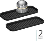 iDesign Silicone Kitchen Sink Tray for Countertops - Set of 2 - Black