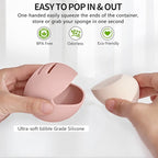 Fauxomor Makeup Sponge Holder,4PCS Double-sided Breathable Silicone Beauty Make Up Blender Case for Travel,Shatterproof Makeup Sponge Travel Case for All Sponges Easy Carry,Grey+Khaki+Pink+Pink