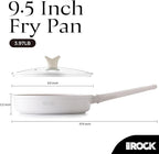 THE ROCK SOHO 9.5-Inch Non Stick Frying Pan with Lid–Nothing Sticks, Never Warps, Lasts Longer, Ceramic Non Toxic Skillet with Heat-Resistant Handle, PTFE PFOA&PFAS Free, Dishwasher Safe, Cream