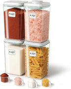Airtight Food Storage Containers Set with One-Touch Lid, 4-Pack (4.22 QT / 4.0 L) Best Value Stackable Durable PET for Complete Kitchen Pantry Organization
