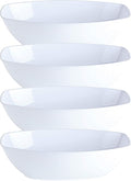 PLASTICPRO Disposable Oval Serving Bowls, Party Snack or Salad Bowl, 72-Ounce, Plastic (4, WHITE BOWLS)