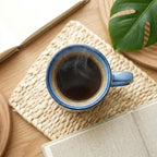 Bosmarlin Ceramic Coffee Mug Set of 4, 14 Oz, Coffee Cups with Big Handle, Microwave Safe, Unique Reactive Glaze (Blue, 14 Oz)