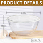5 Quart Deep Big Glass Bowl with Lid,10 Inch Large Glass Mixing Bowl for Sourdough Bread Kitchen Salad Bread Storage, For Prepping, Marinating & Brining Kimch (clear)