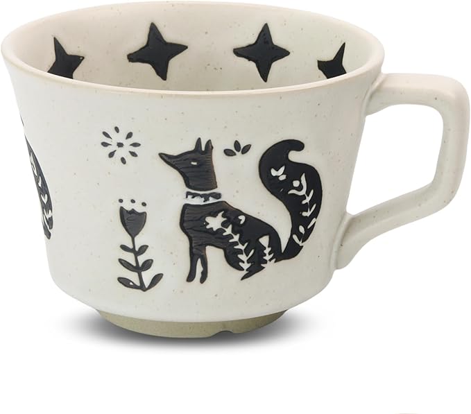Ceramic Coffee Mug, 12 oz Small Novelty Unique Teacup with Handle, Stoneware Cup for Tea Mocha Latte Cappuccino (Fox)