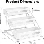 3 Tier Foldable Spice Rack for Countertop Iron Kitchen Seasoning Organizer for Cabinet, White