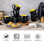 GBhome 12oz Coffee Mugs Set of 6, Large Ceramic Coffee Mugs for Man, Woman, Dad, Mom, Modern Coffee Mugs Set with handle for Tea/Latte/Cappuccino/Milk/Cocoa. Dishwasher&Microwave Safe,Yellow