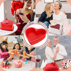 3 PCS Silicone Heart Shaped Cake Pans 4 6 8 Inch Nonstick Silicone Heart Baking Mold Reusable Food Grade Mold for Baking Brownie Valentine Mother Wedding Birthday Day(Red)