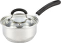 Cook N Home 2 Quart Stainless Steel Saucepan Set with Lid, Induction Compatible Milk Pots, Stay-Cool Silicone Handle, Mirror Polished 18/10 Cookware, Dishwasher & Oven Safe, Silver