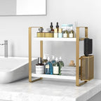 LEMIKKLE Bathroom Counter Organizer with Basket, Perfume,Makeup Organizers for Vanity,Storage Organizers for Bathroom, Kitchen, Dresser（White）