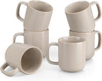 vancasso 16 oz Coffee Mugs Set of 6, Large Ceramic Mug with Handle, Unique Glaze Coffee Cups for Latte, Cappuccino & Hot Cocoa, Dishwasher & Microwave Safe, Gray, Series PLAYA